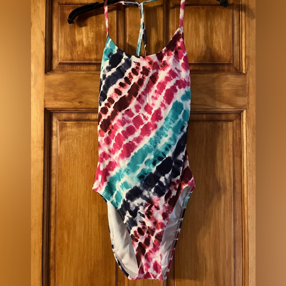 Eco Beach Tie-Dye One-Piece Swimsuit Open Strappy Adjustable Back